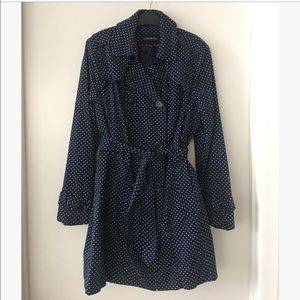 LondonFog PolkaDot DoubleBreastedBelted TrenchCoat